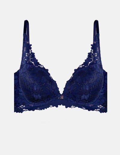 Blue Push Up Lace Bra ($6.53) ❤ liked on Polyvore featuring intimates, bras,  undies, push-up bra, lace bra, lace push up bra, l…