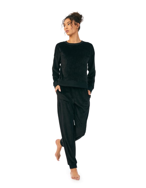 Dresowy sheared plush & jogger lounge set DKNY czarny