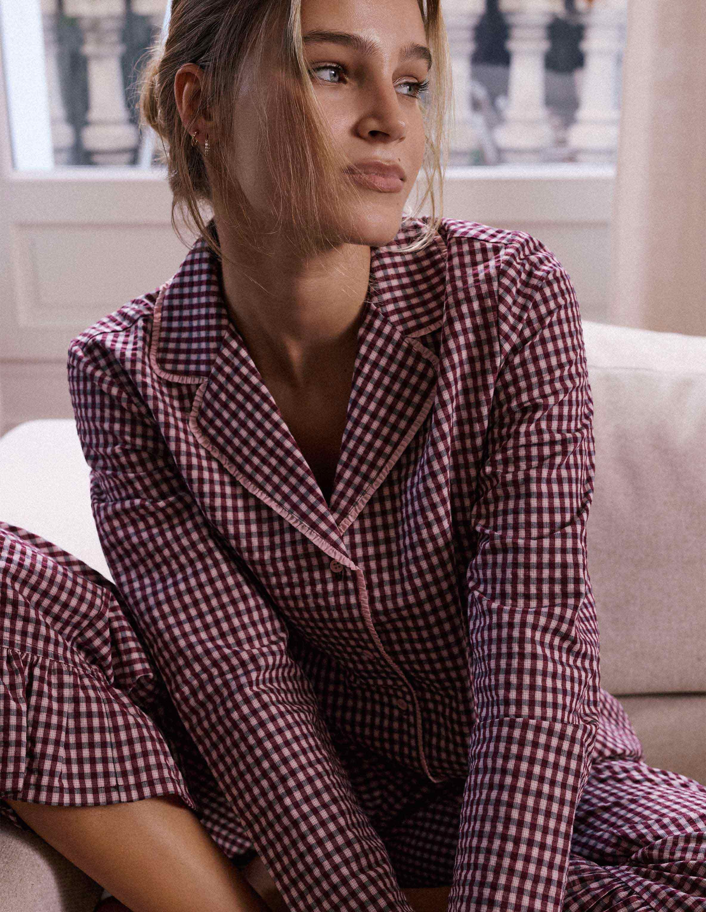 Brown-Pink Pajamas CAMILLE in Check 1