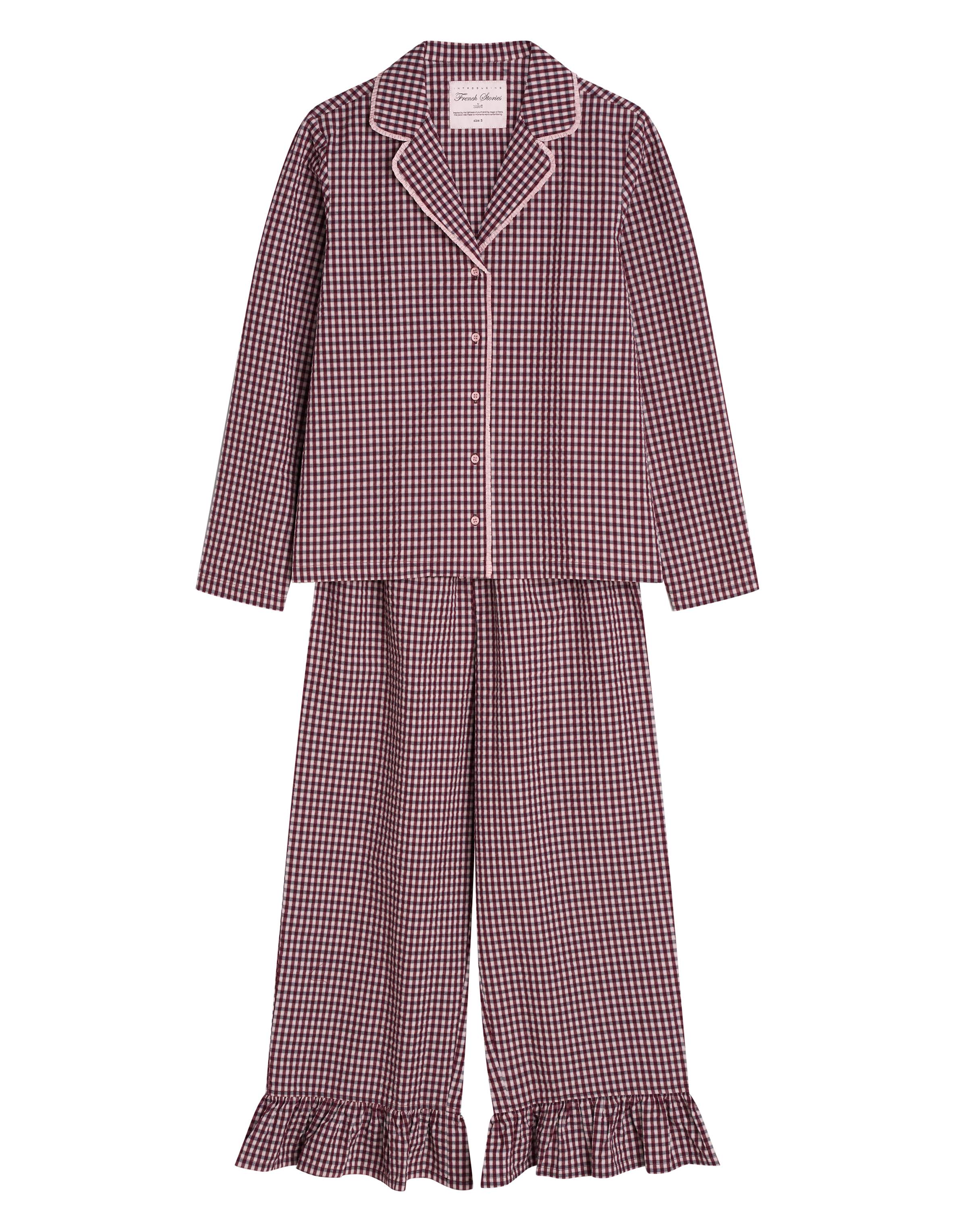 Brown-Pink Pajamas CAMILLE in Check - brown