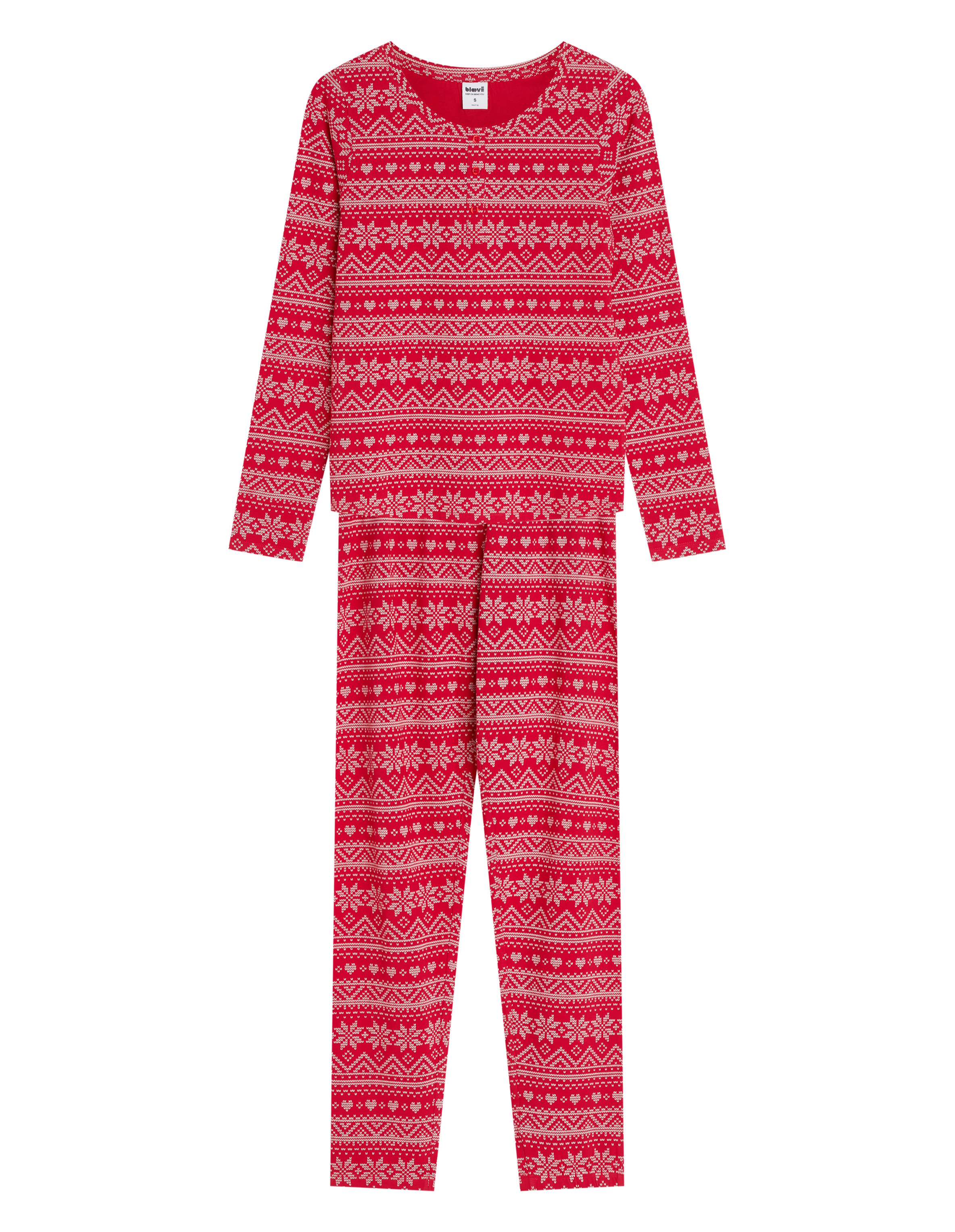 Long Pajamas HYGGE MOMENTS Red with Christmas Pattern - Red
