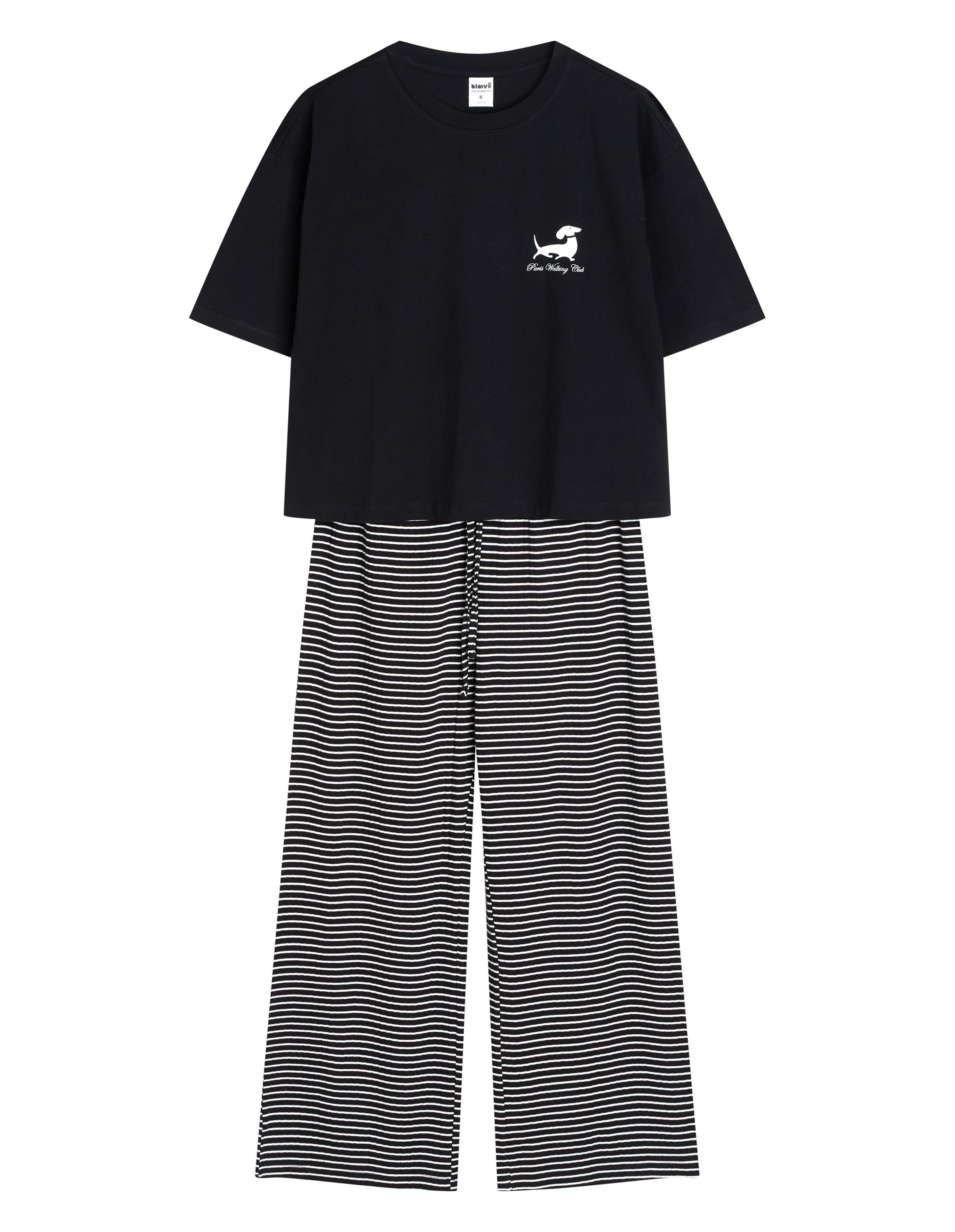 Long Pajamas LEISURE Black with Dachshund Print - Black