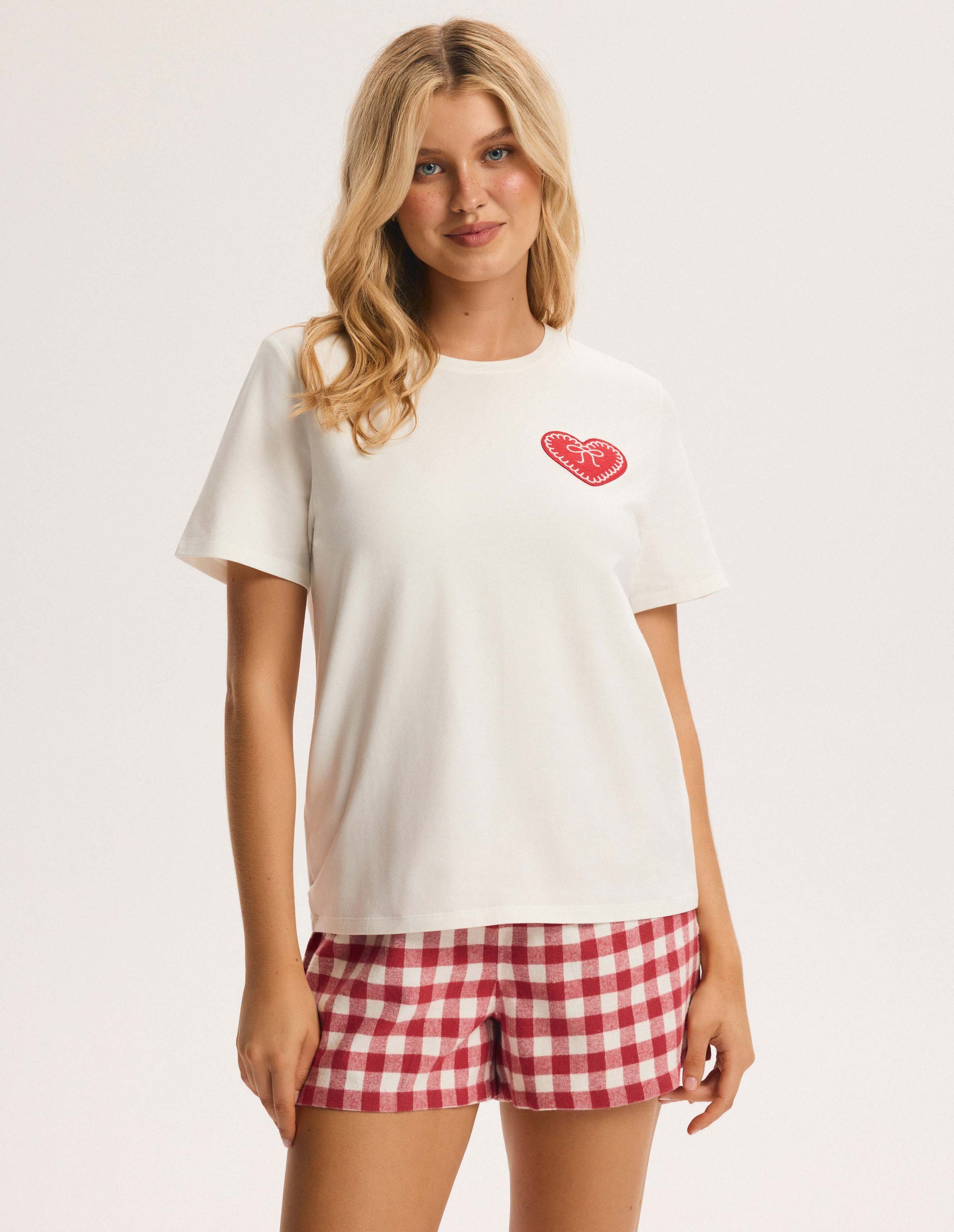 Sweetheart Christmas Pajamas with Flannel Plaid 1