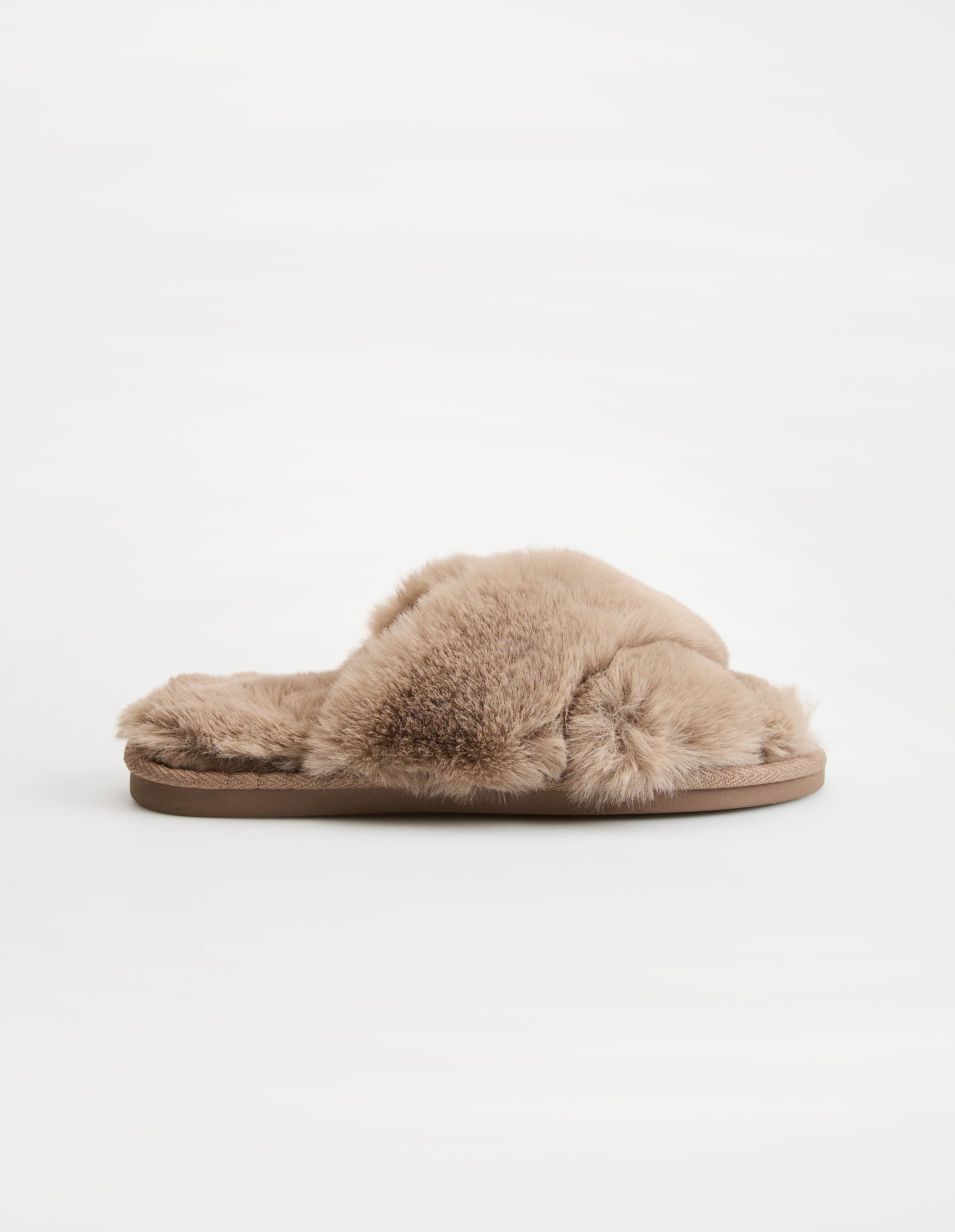 Muffy Slip-On Slippers with Fur and Open Toes - Multi
