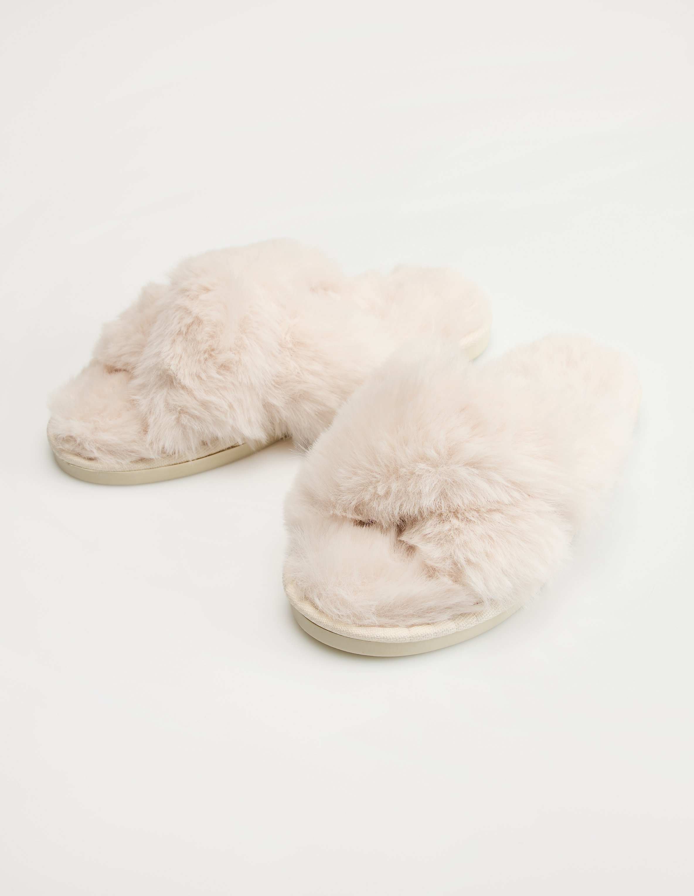 Slip-On Muffy Slippers with Fur and Open Toes 1