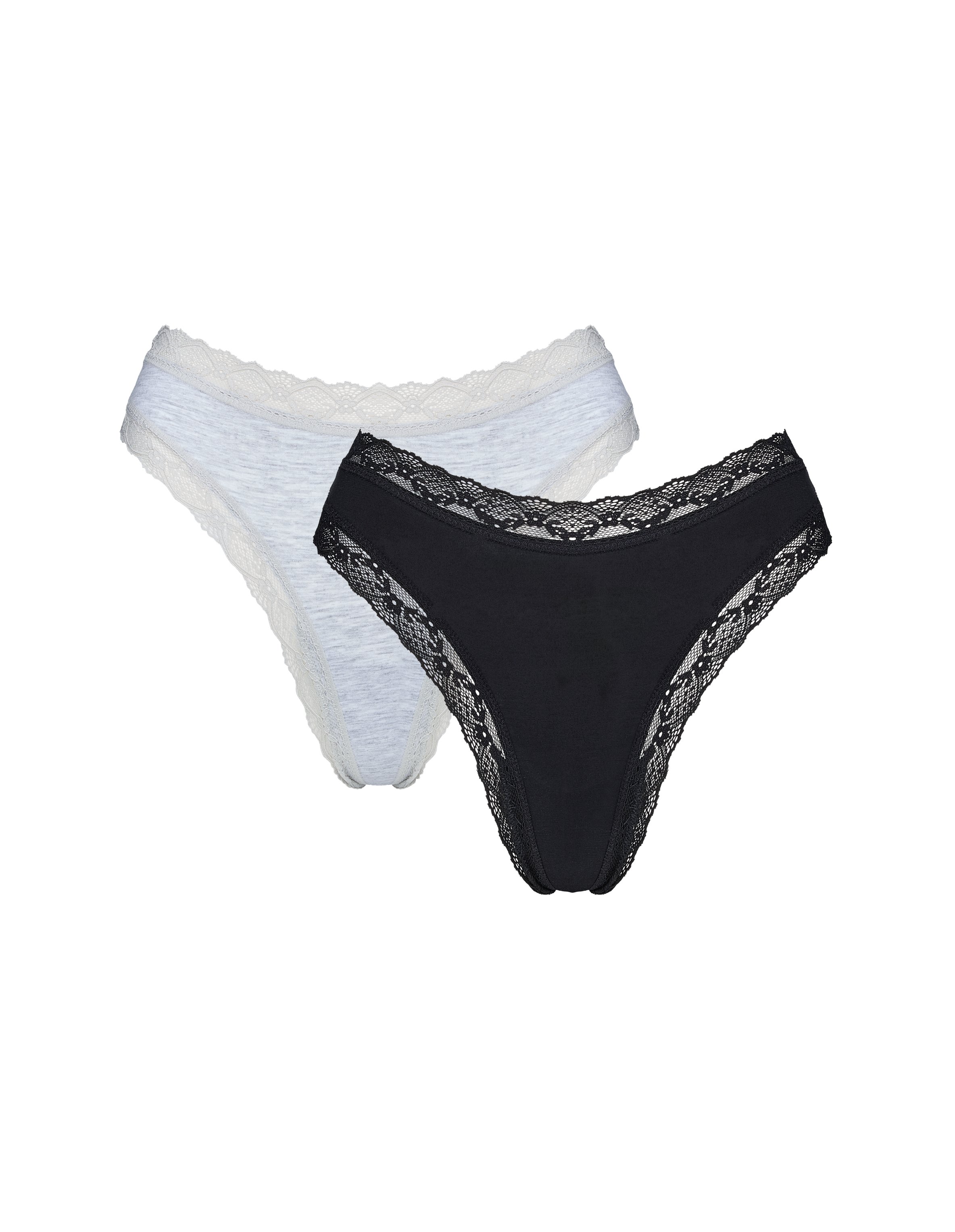 Two-Pack Cotton Thongs PEG with Lace - Multi
