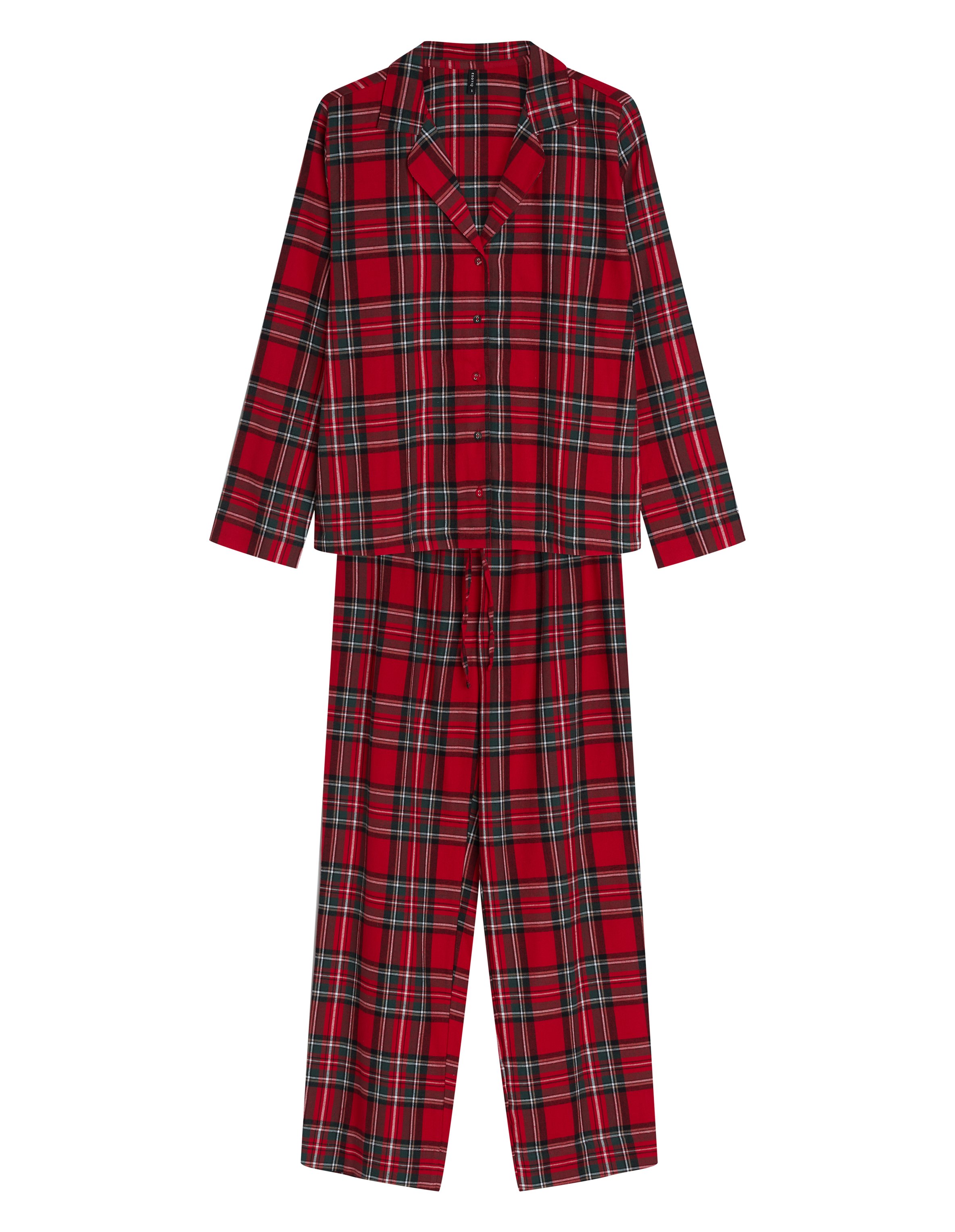 Long Pajamas SCARLETTE in Cotton Flannel Check - Red