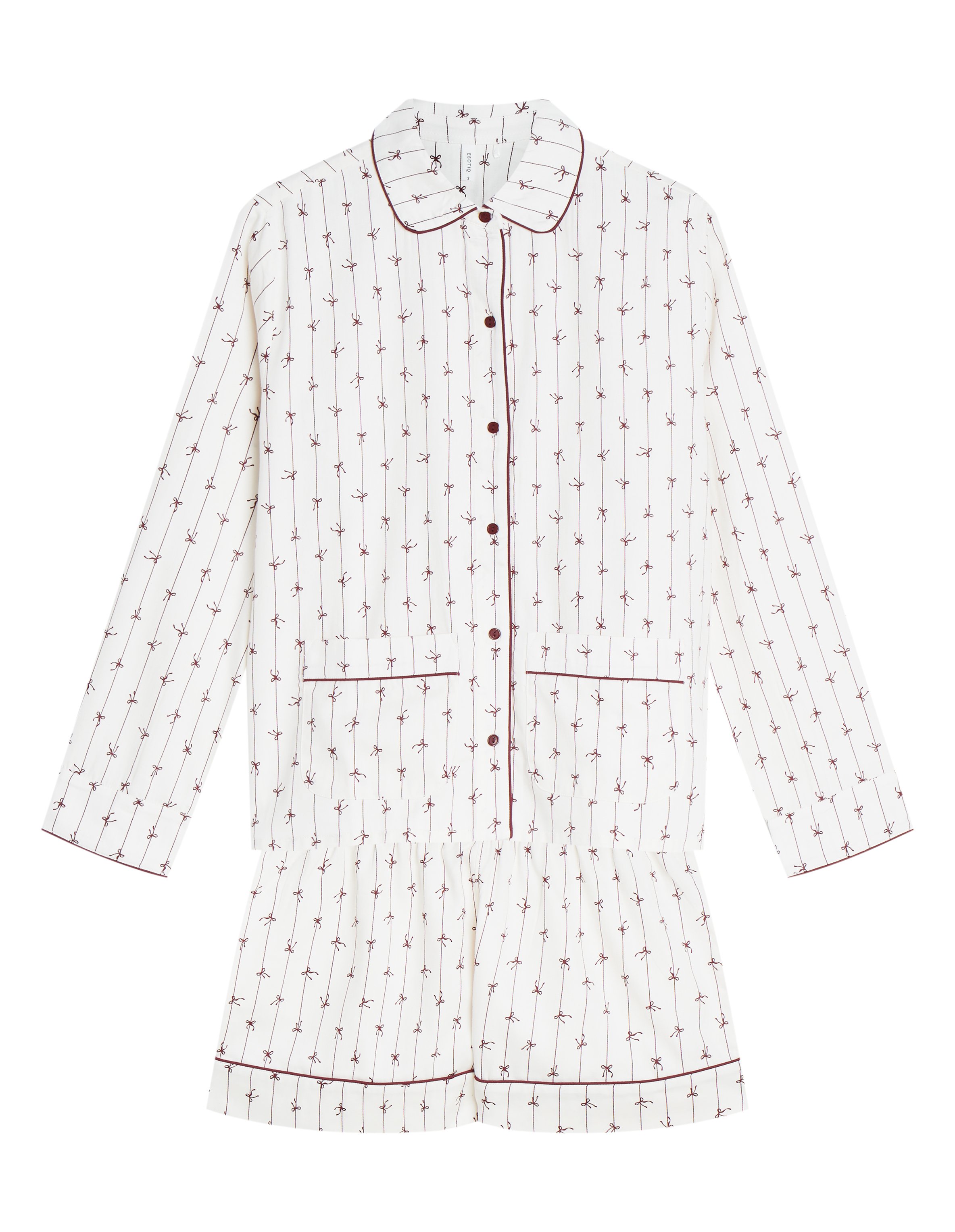 Cremia Pajamas with Bow Print - cream