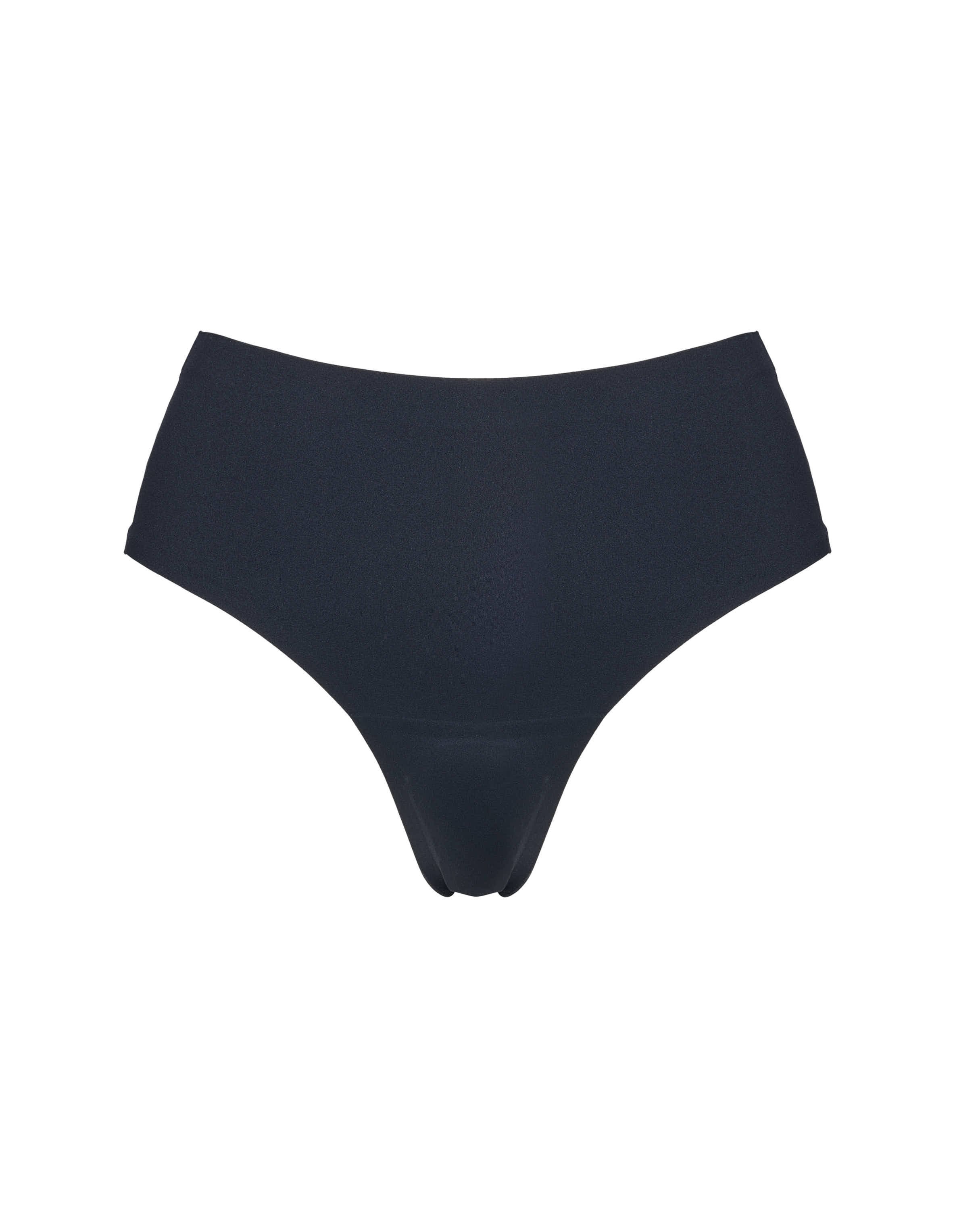 Seamless Sports Thongs with Anti Camel Toe Insert - Black