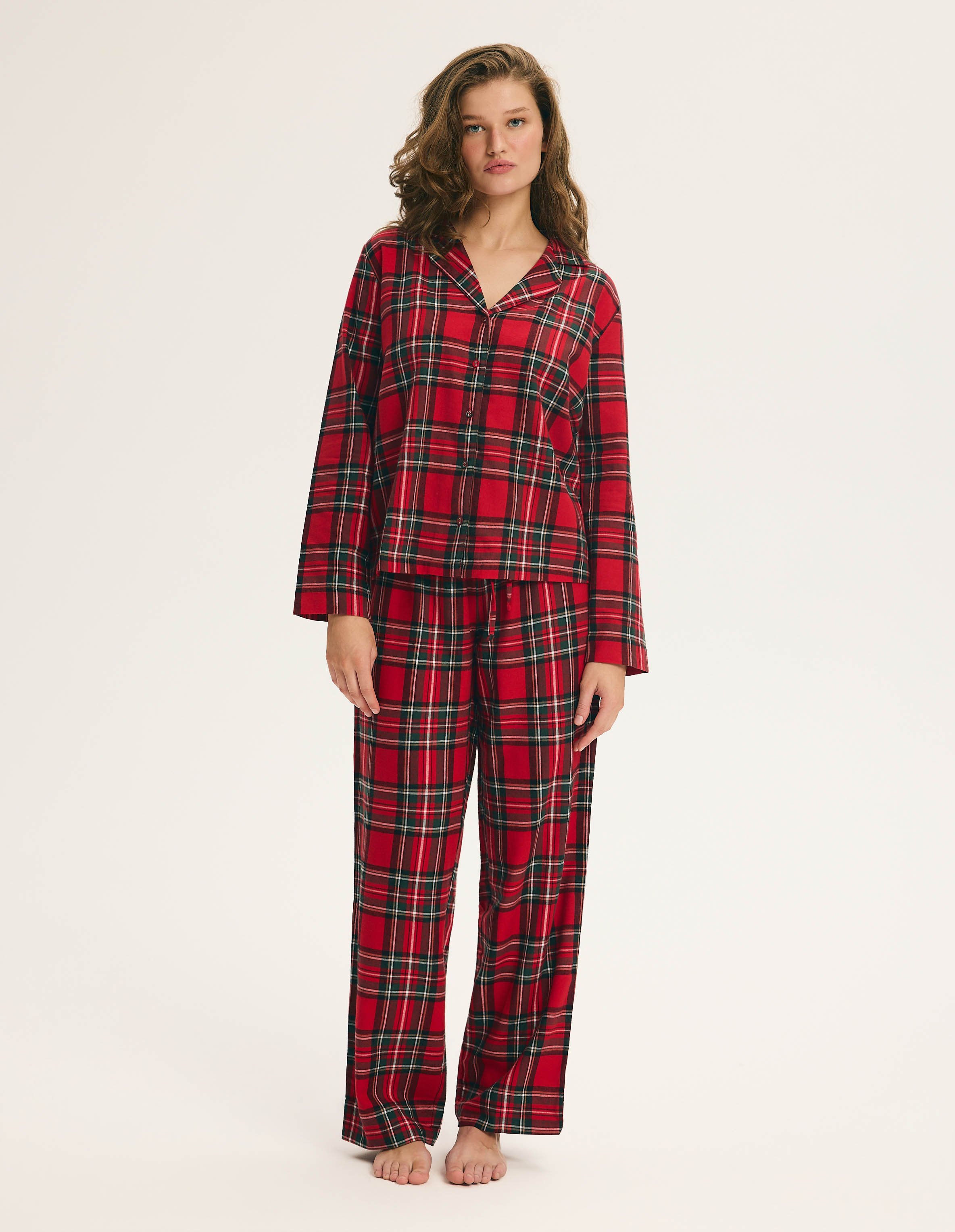 Long Pajamas SCARLETTE in Cotton Flannel Check 1
