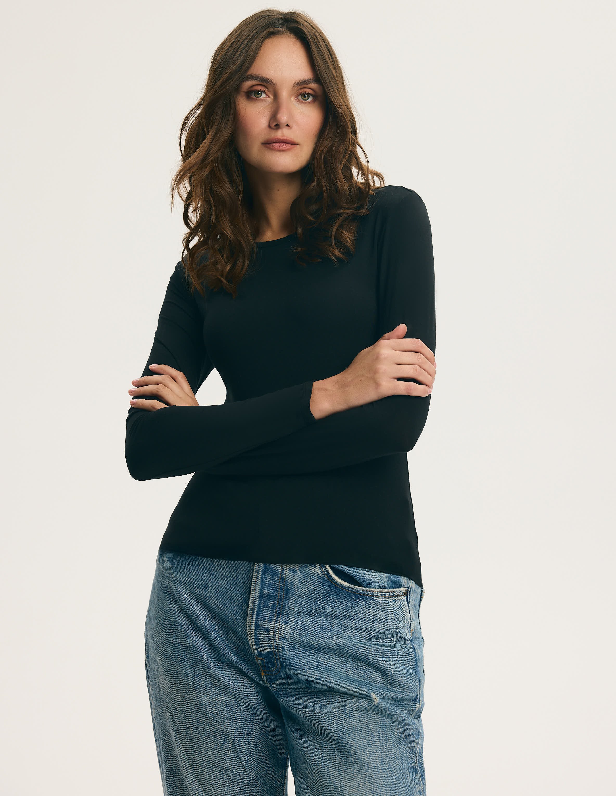 Core T-Shirt with Modal and Silk – Black 1