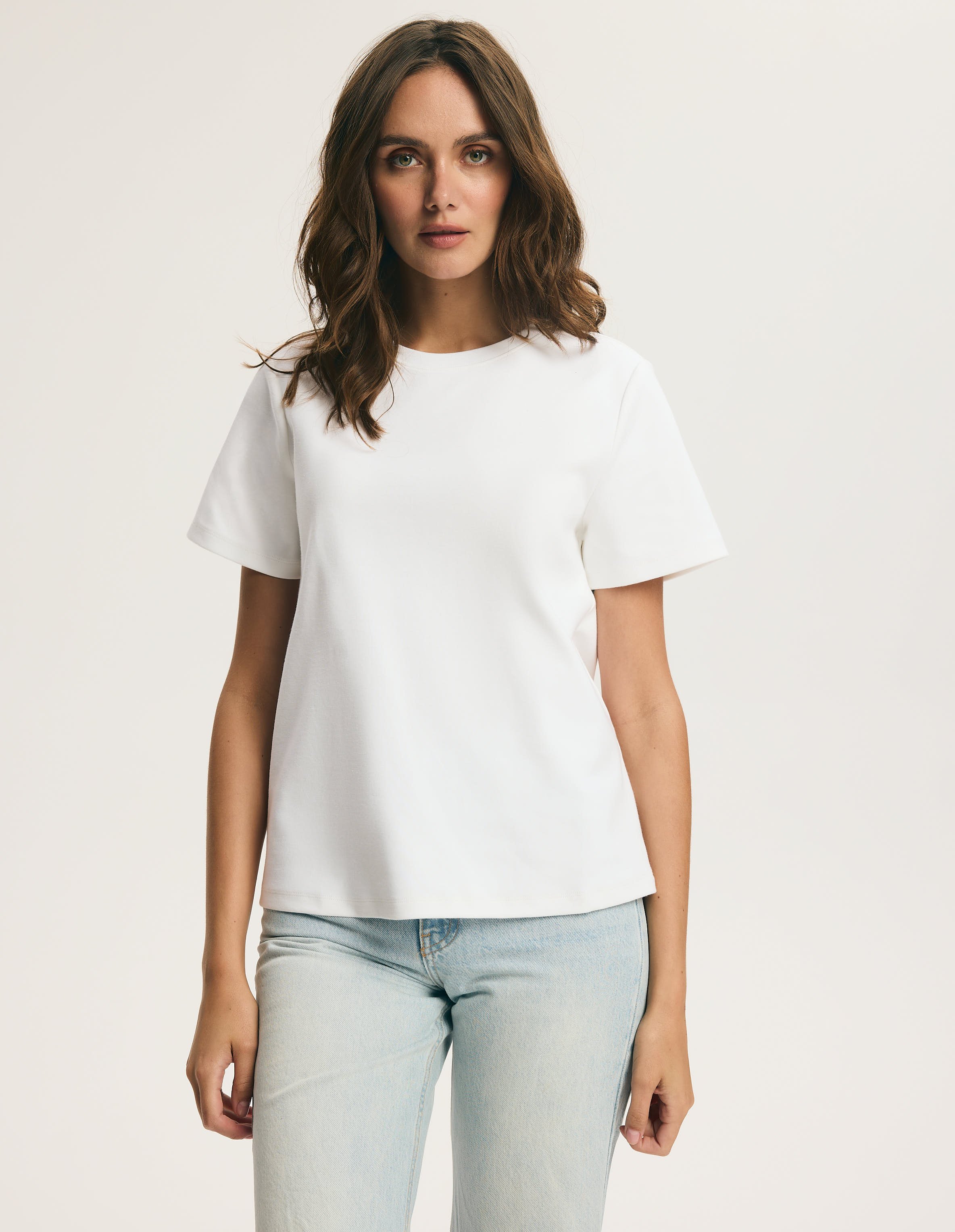 White TRUEBASIC T-Shirt with Interlock Knit 1