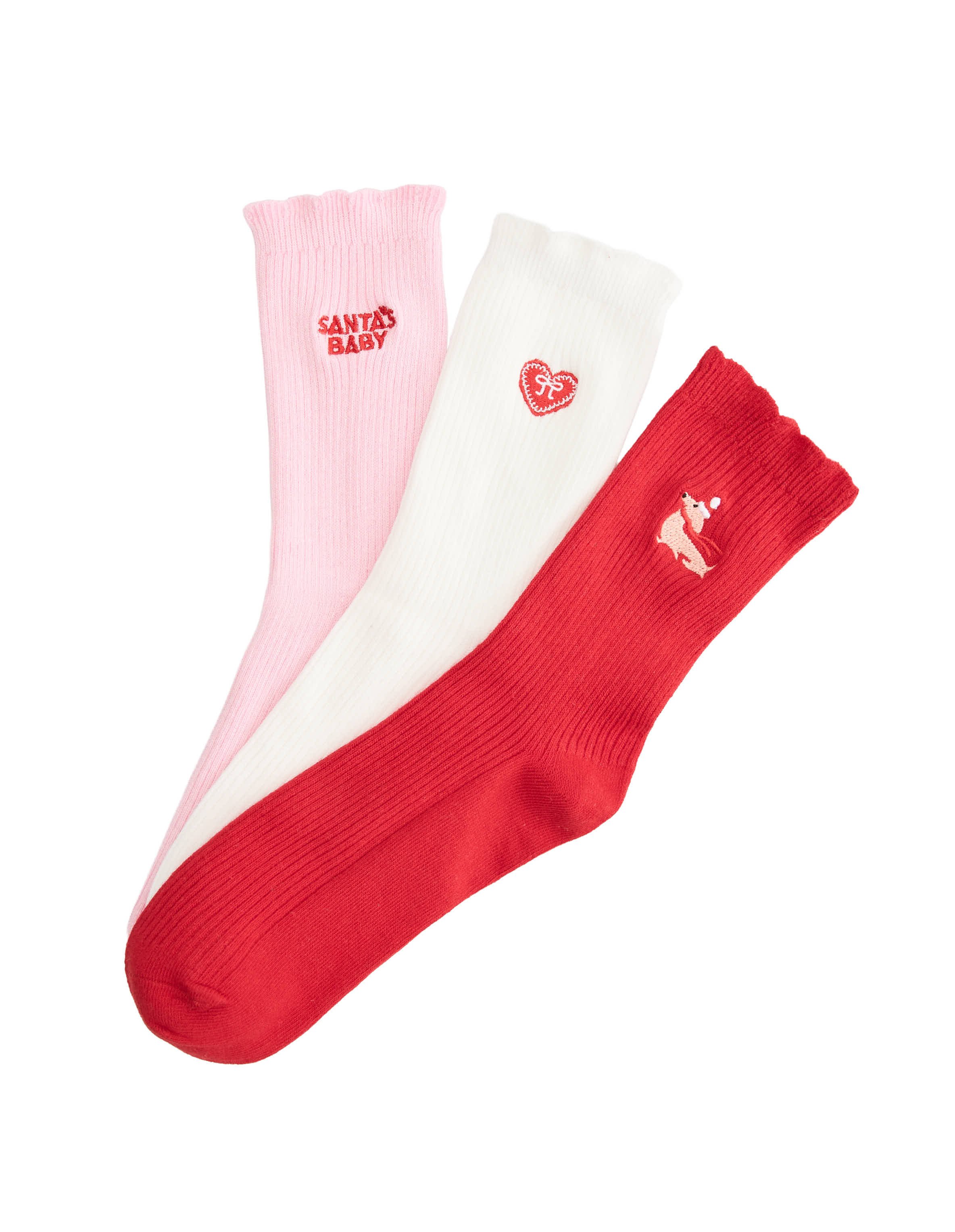 Three-Pack of Ribbed Christmas Socks COOKIE
