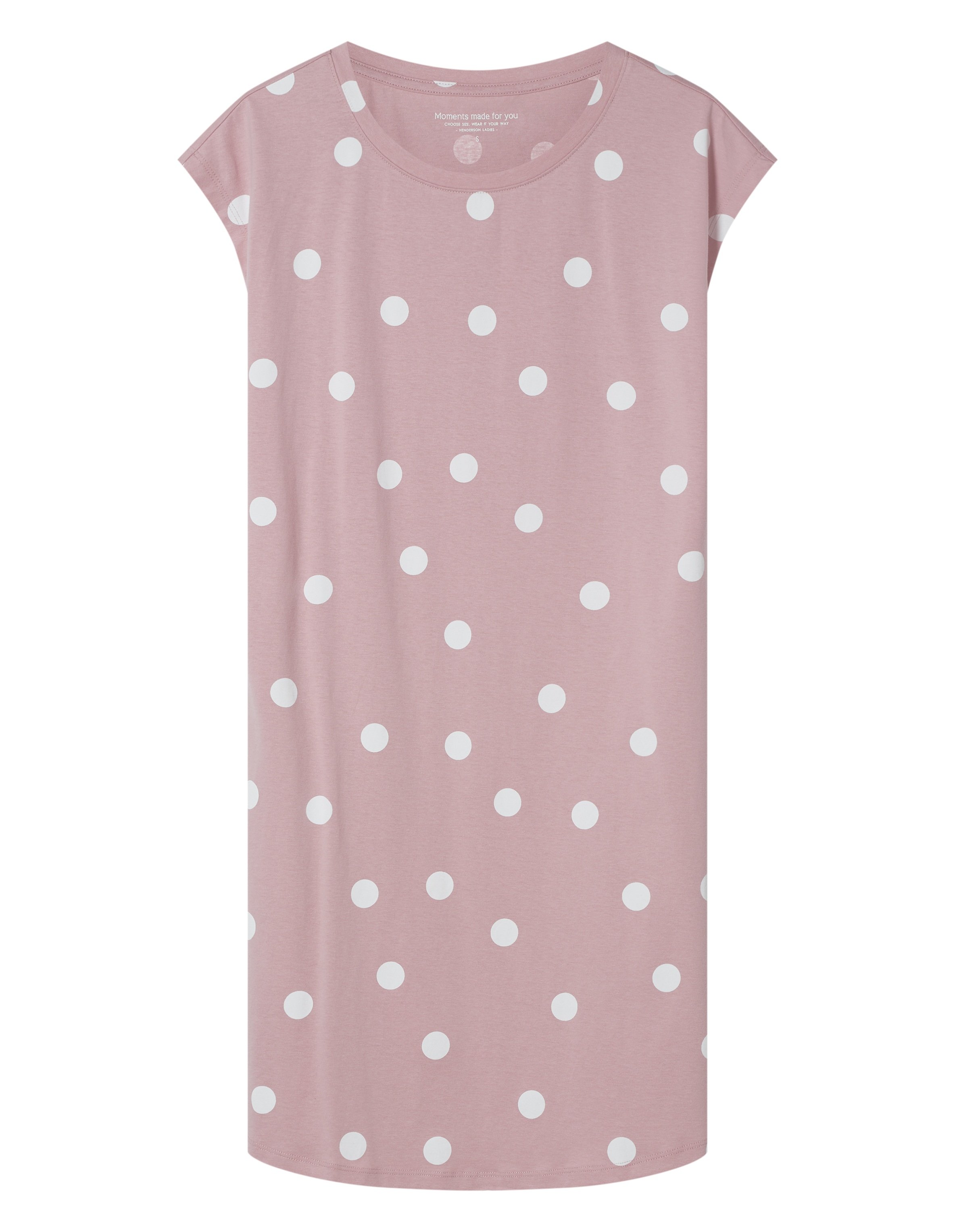 Gitte Pink Midi Nightgown with Round Neckline - pink