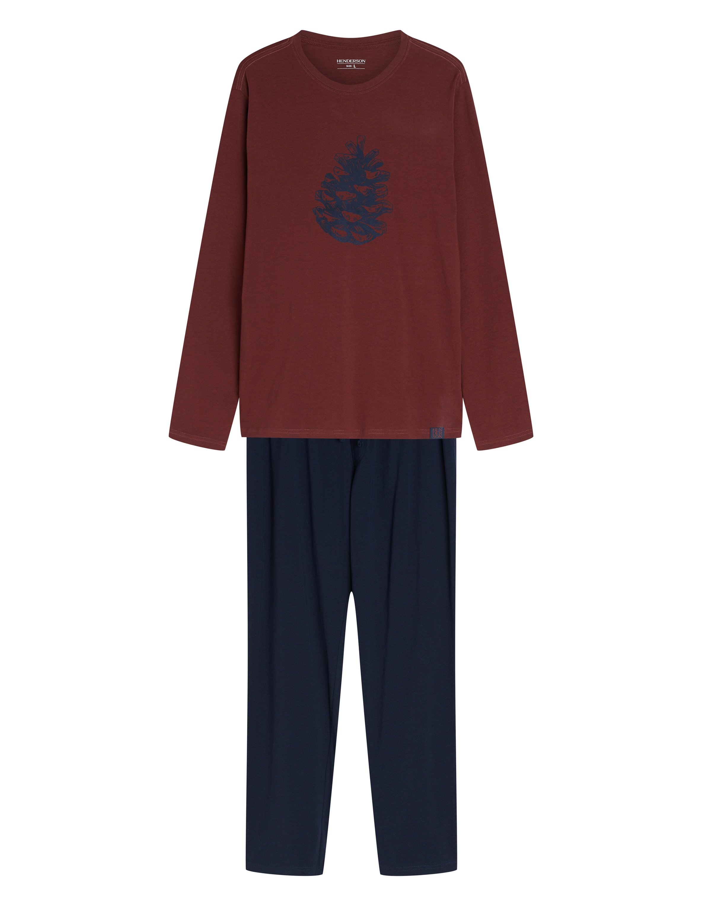 Men's Long Pajamas FALL Red with Print - maroon