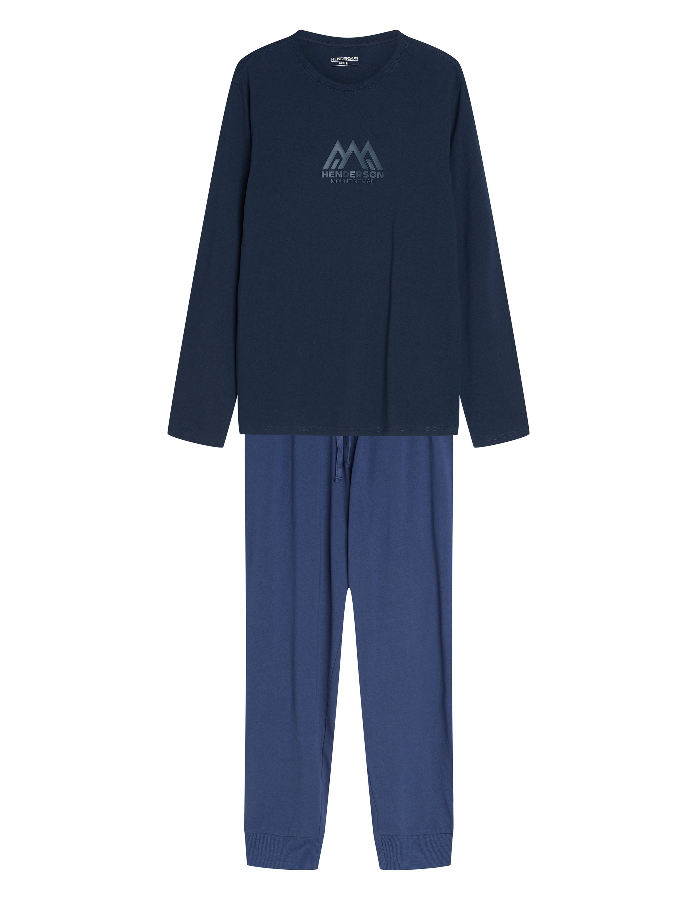 Men's Long Pajamas FIN Blue with Cuffs - Blue