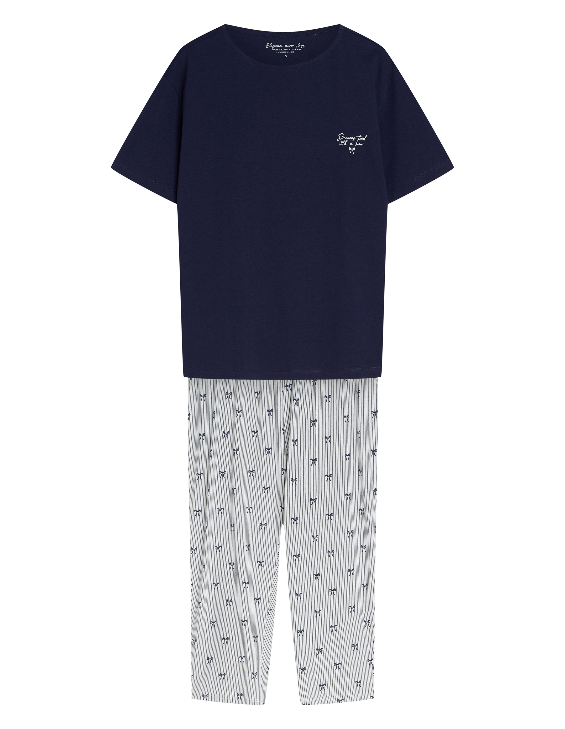 GAELA Boat Neck Pajama with 3/4 Pants - Blue