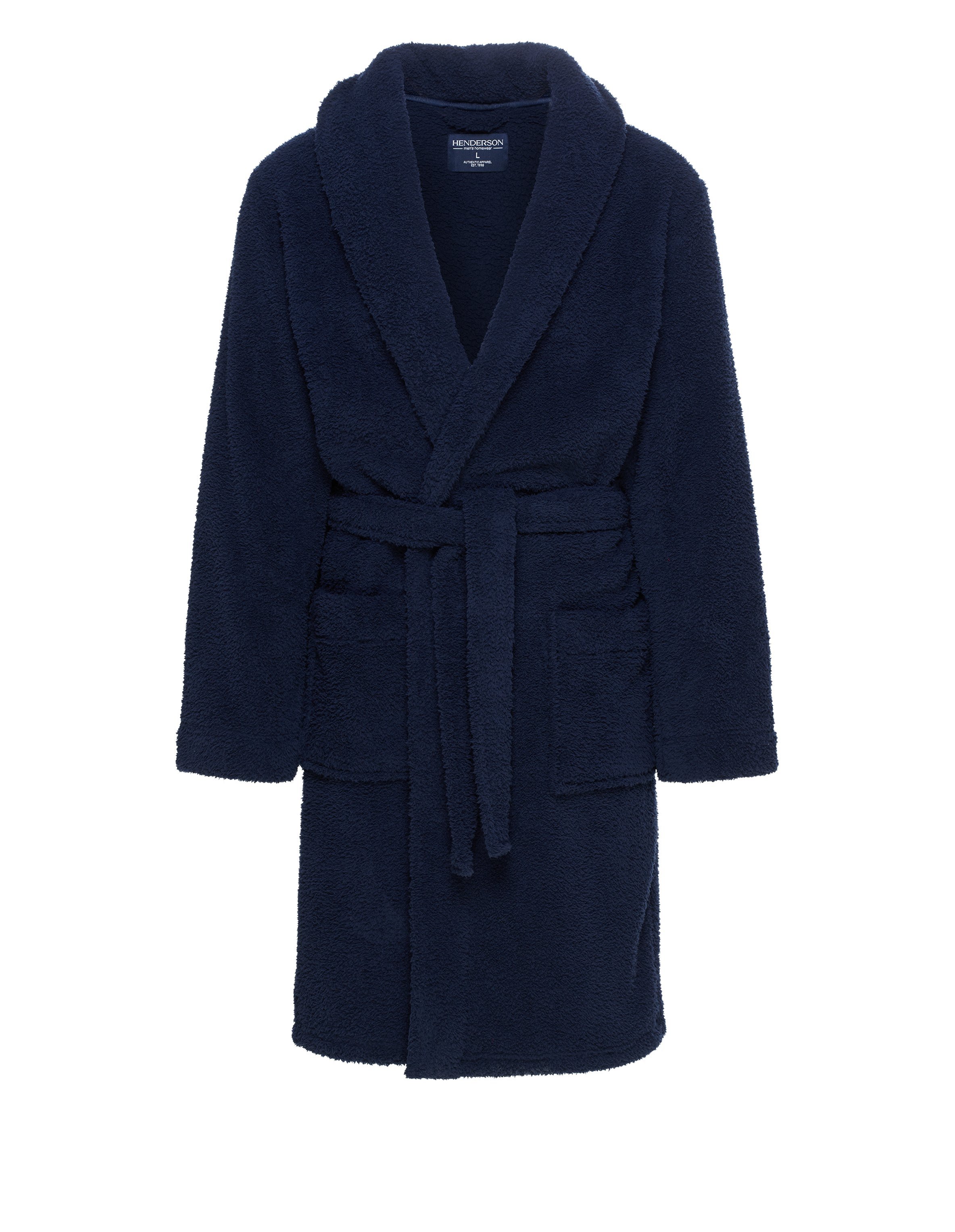 Men's Bathrobe ITEM Blue with Soft Sherpa - navy