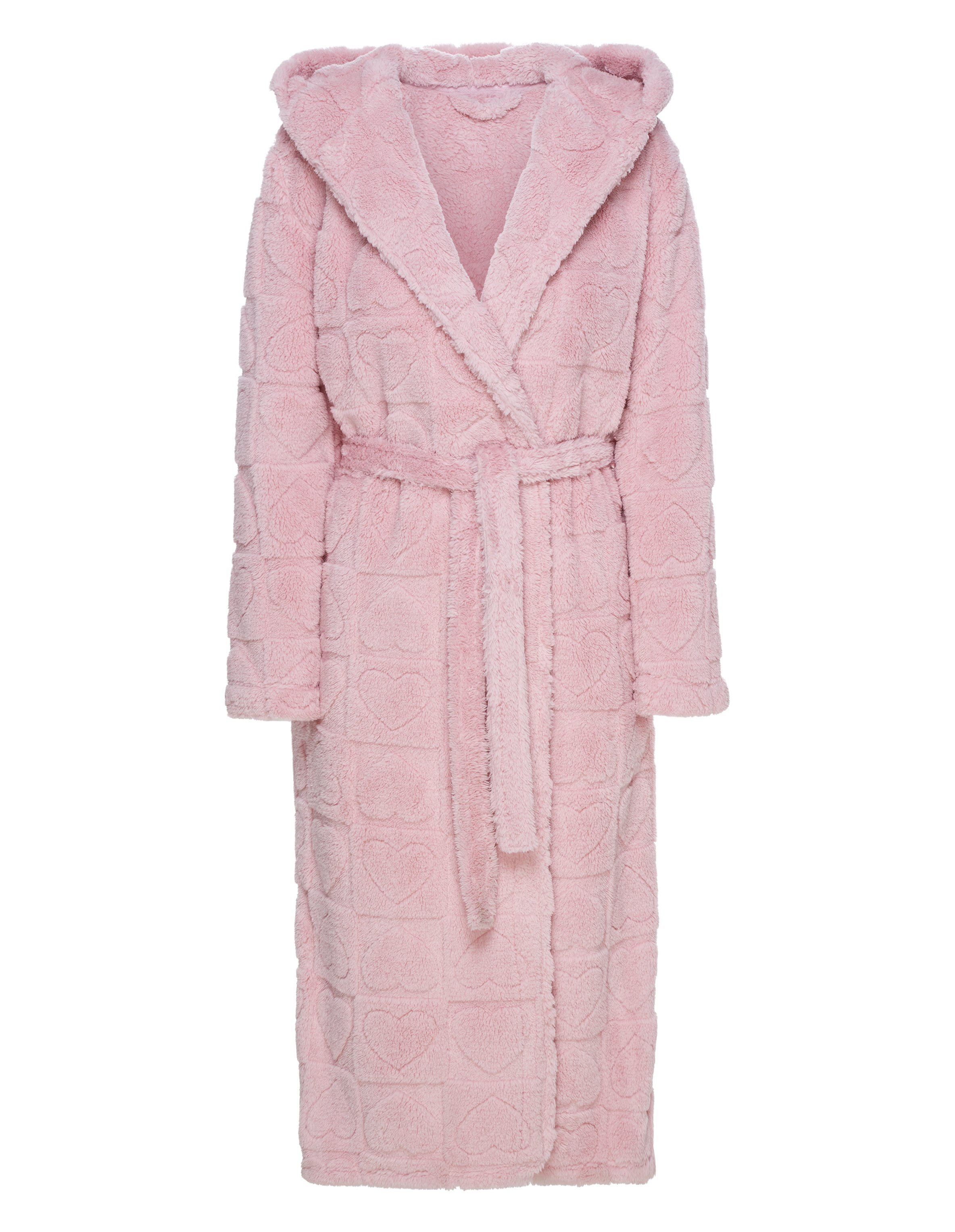 GITTE Pink Robe with Hood and Embossed Hearts