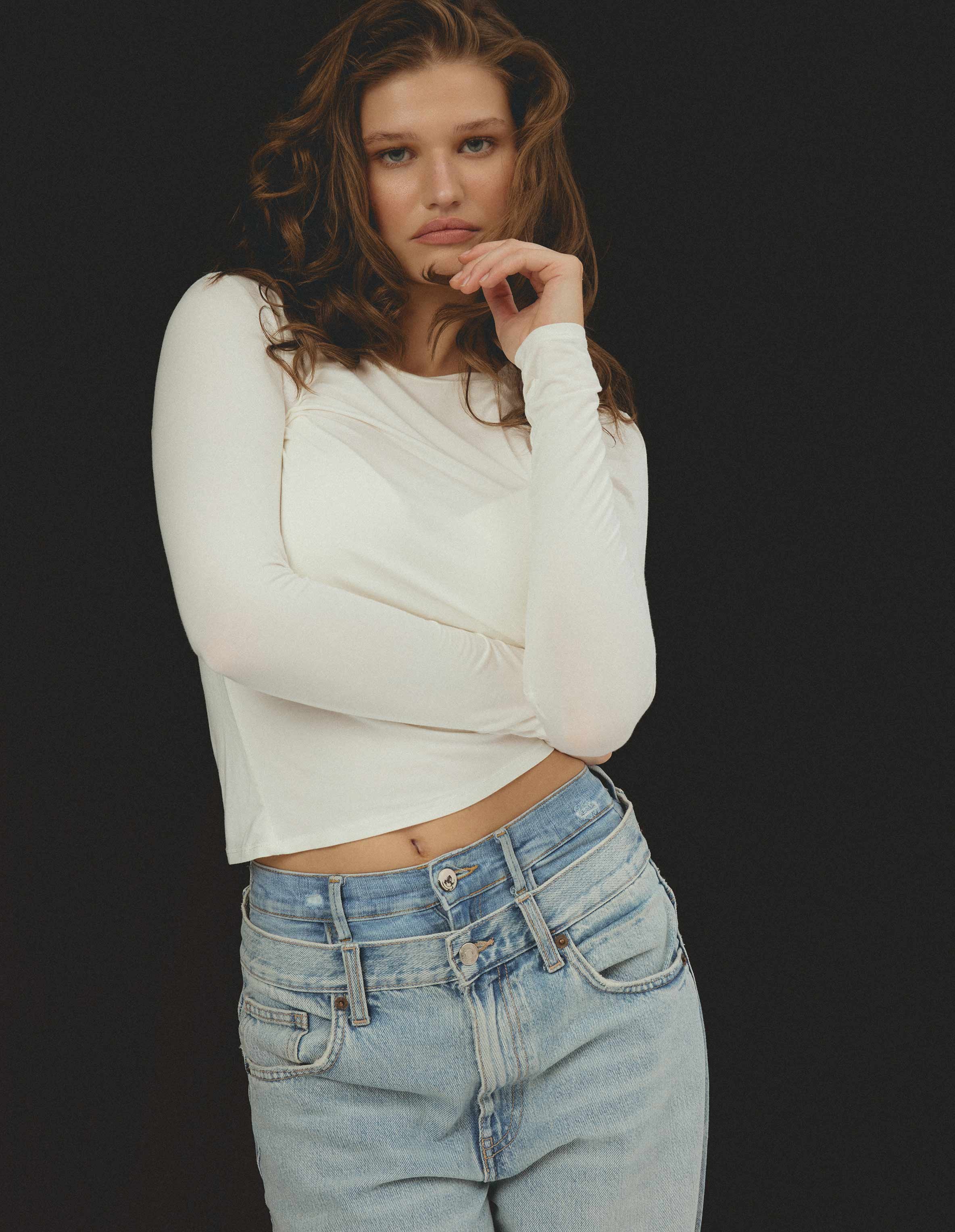 Core T-Shirt with Modal and Silk – Ecru 1
