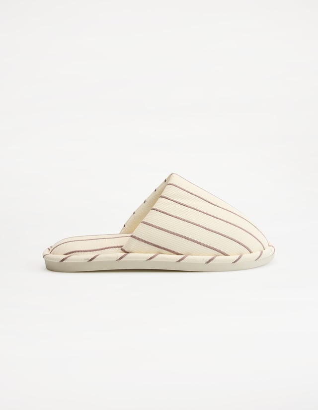 Candy Flip Striped Ribbed Knit Slippers - Yellow