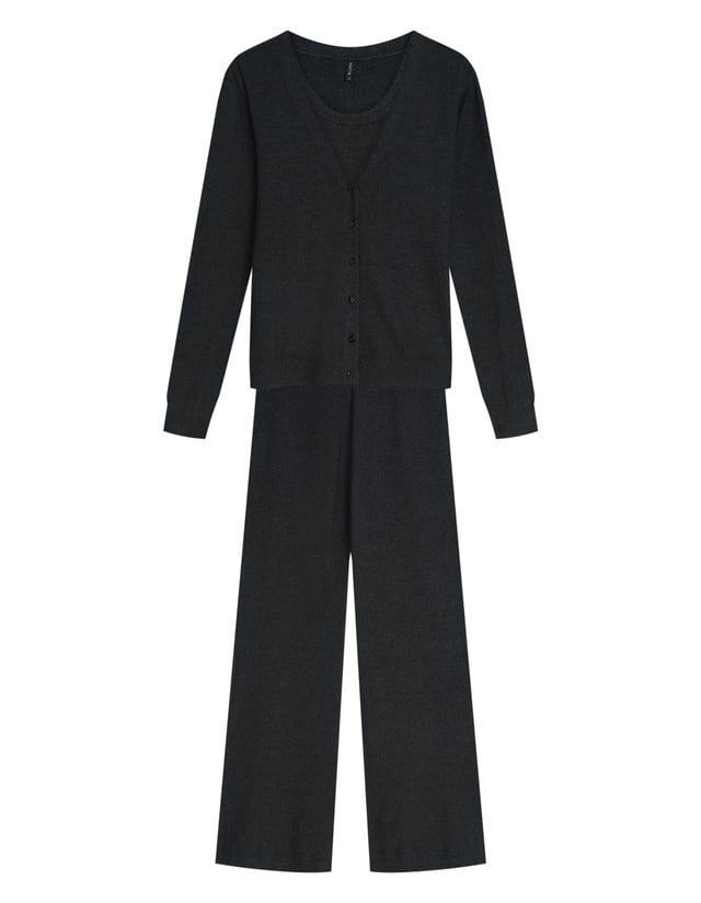 Three-Piece MISTY Set in Soft Viscose Knit - Grey