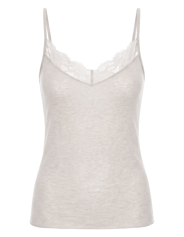 Light Beige Softbase Top with Lace - Beige