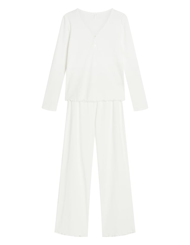 Long Pajamas DAY&NIGHT with Modal and Cotton - cream