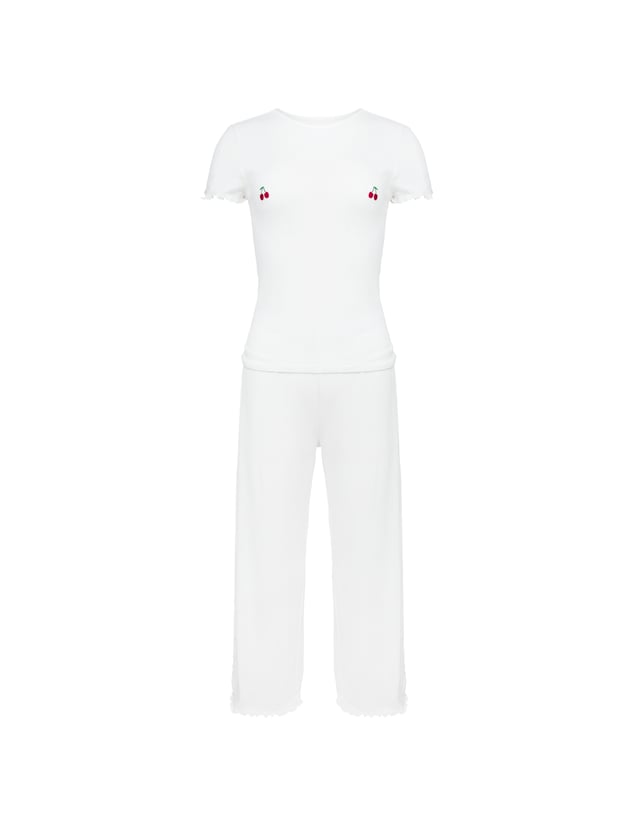 Bloovii Pure Cherries Pajamas - cream