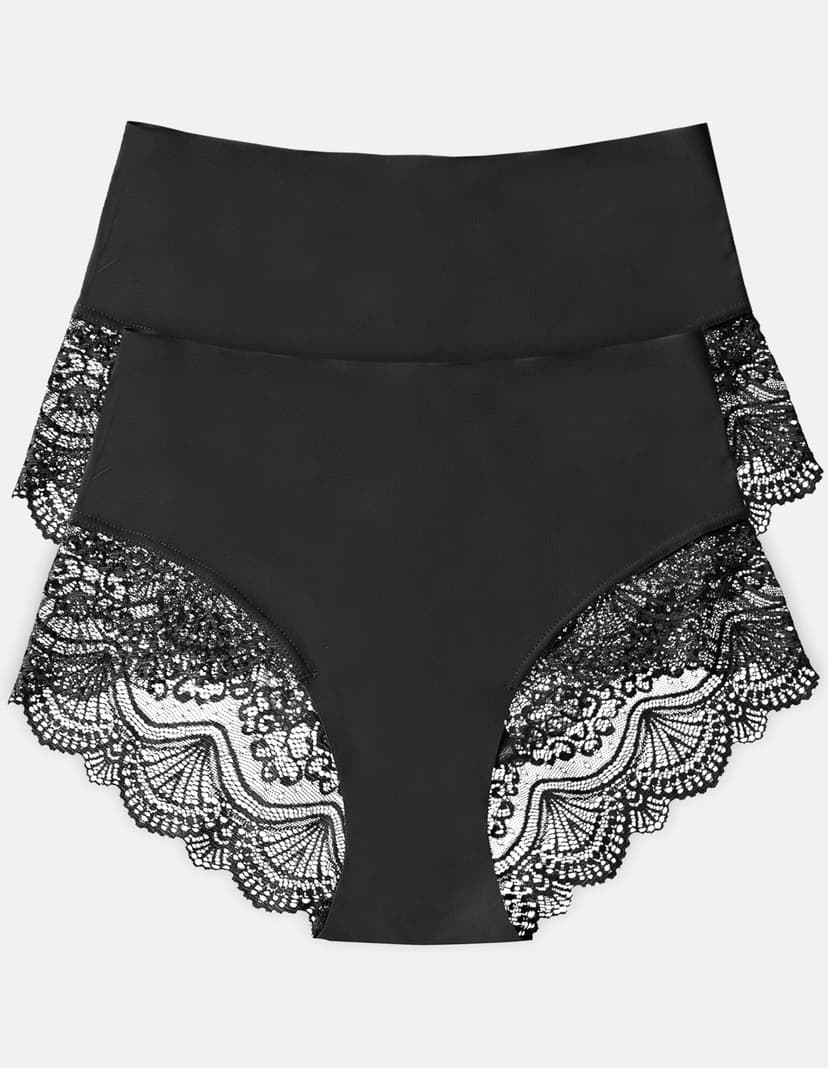 Höschen mit hoher Taile Pansy (2 paar) Schwarz 5
