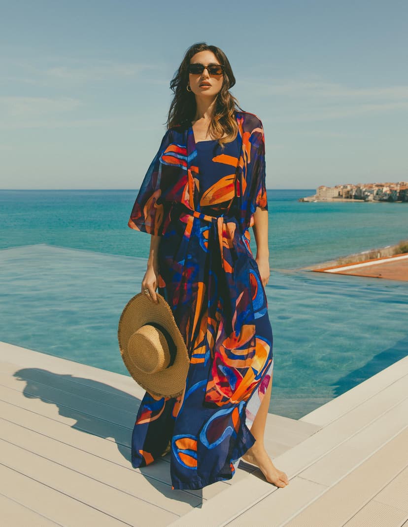 Beach robe Papaya navy 1