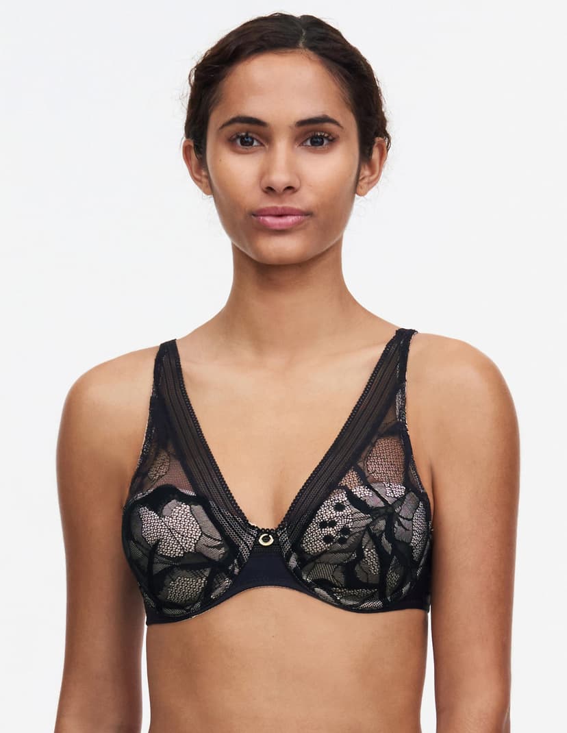 Biustonosz plunge true lace Chantelle czarny 1