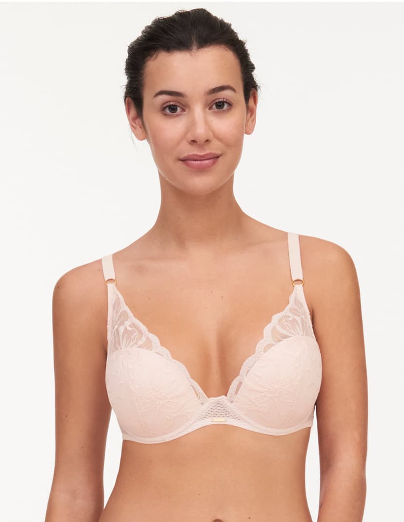 Biustonosz plunge fleurs Chantelle różowy 1