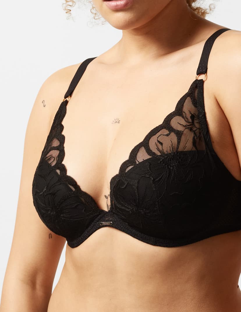 Biustonosz plunge fleurs Chantelle czarny 3