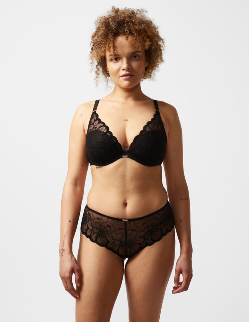 Biustonosz plunge fleurs Chantelle czarny 4