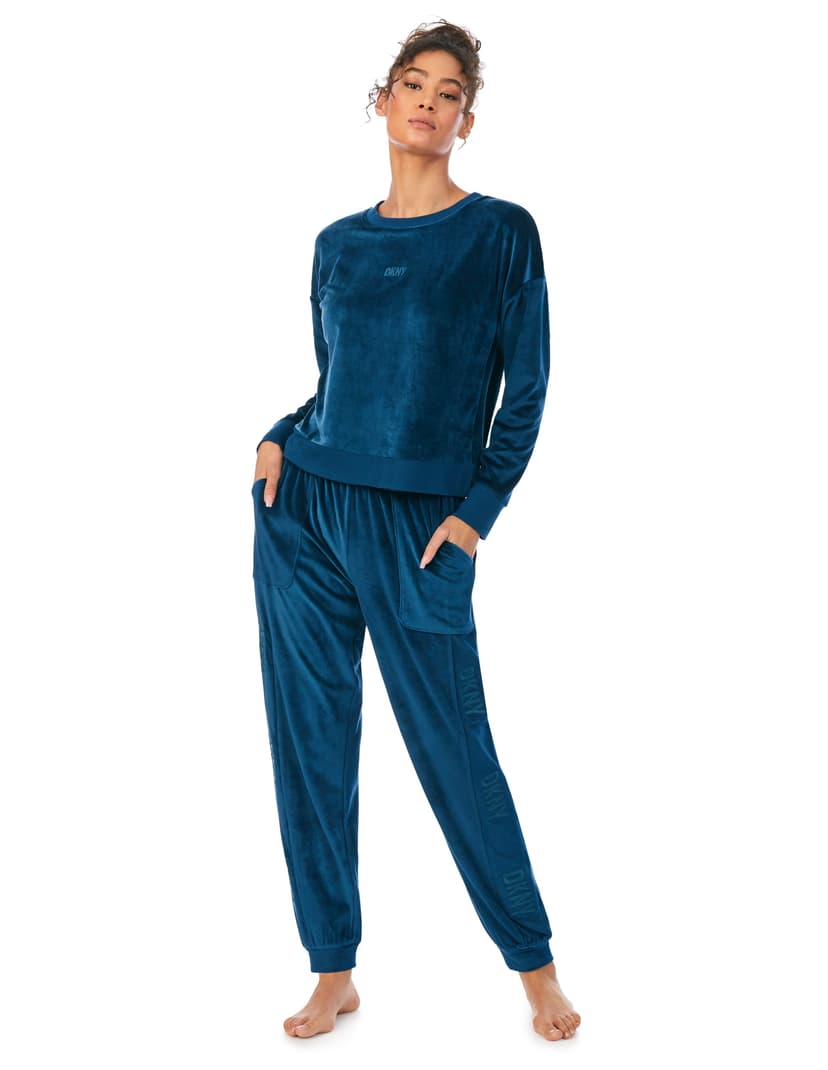 Dresowy luxe plush & jogger lounge set DKNY granatowy 2