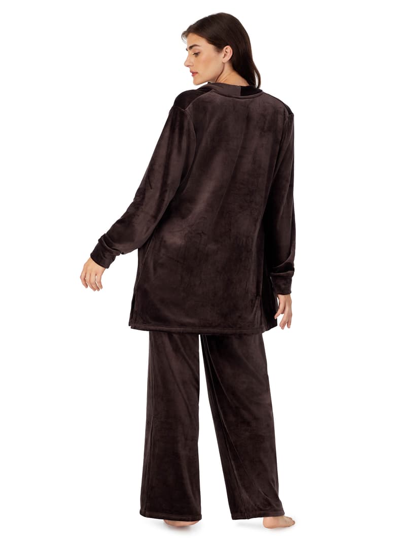 Dresowy luxe plush layer, crop tank & pant lounge set DKNY brązowy 4