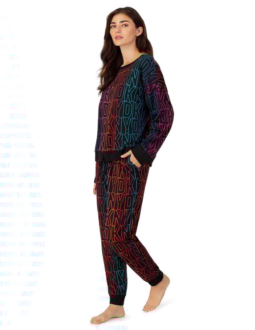 Piżama cozy jersey folded & jogger sleep set DKNY czarny 5