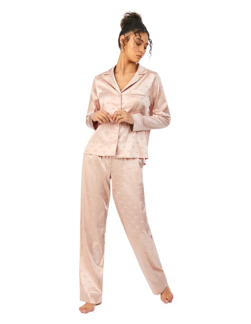 Piżama satin notch & pant sleep set DKNY różowy 3