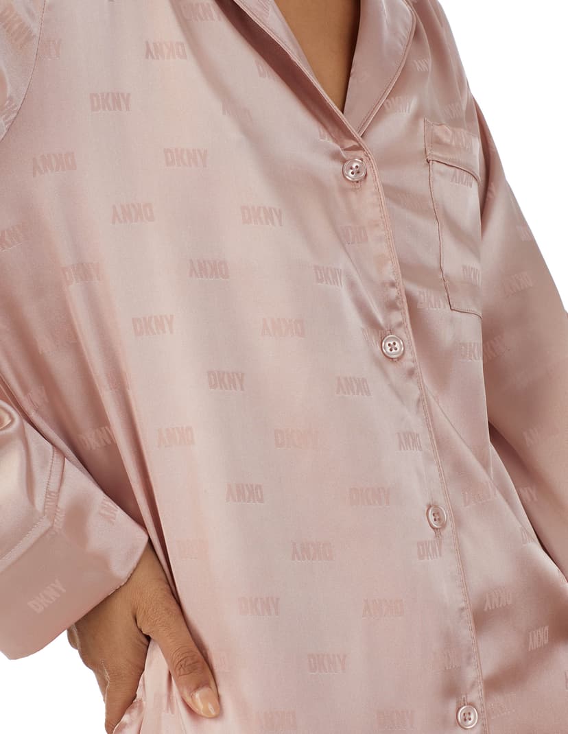Piżama satin notch & pant sleep set DKNY różowy 5
