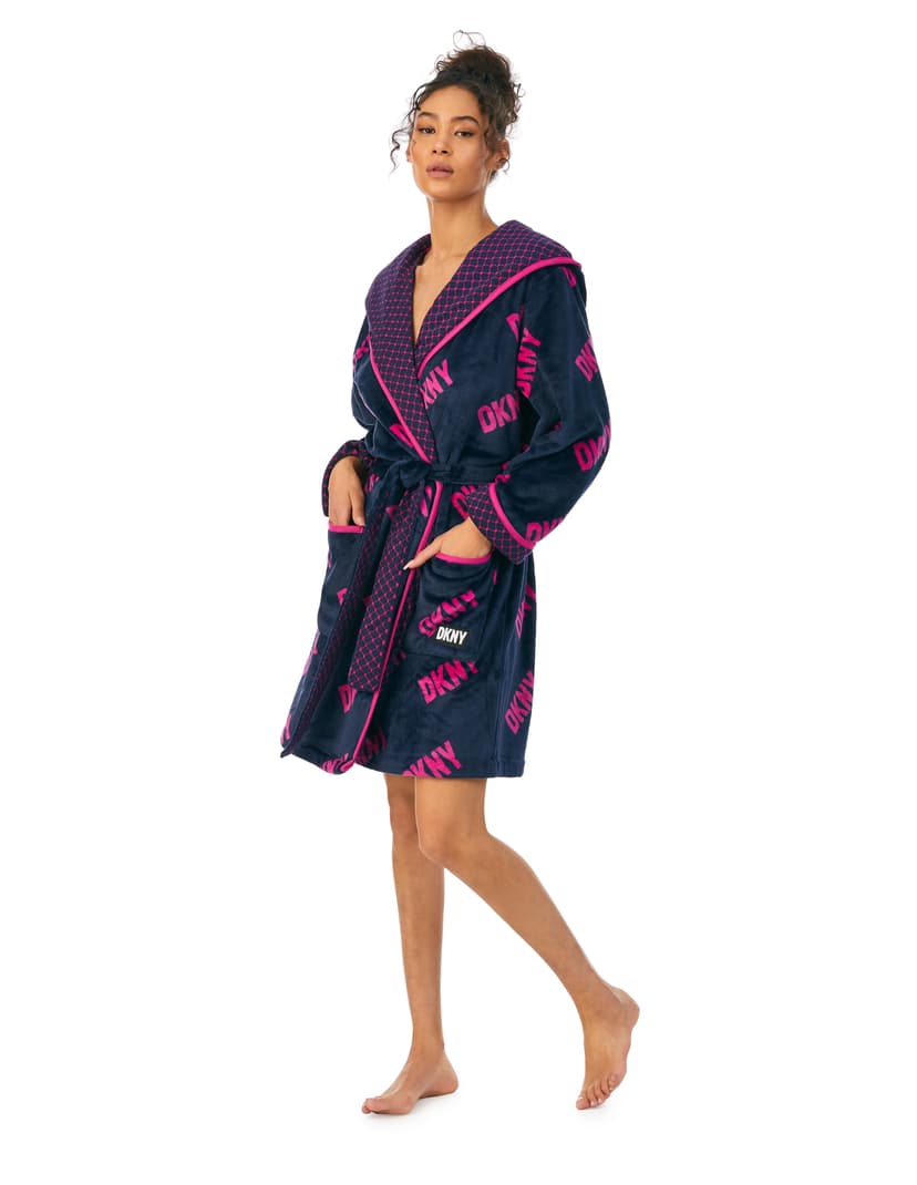 Szlafrok chenille DKNY granatowy 1