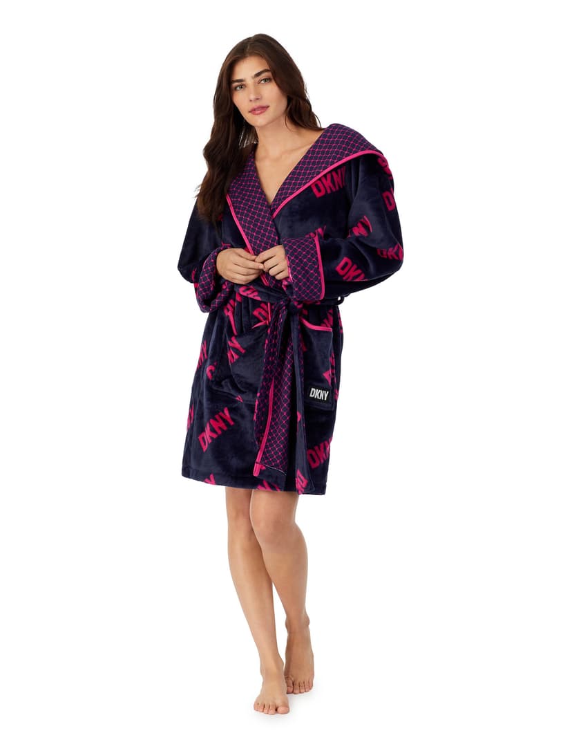 Szlafrok chenille DKNY granatowy 3