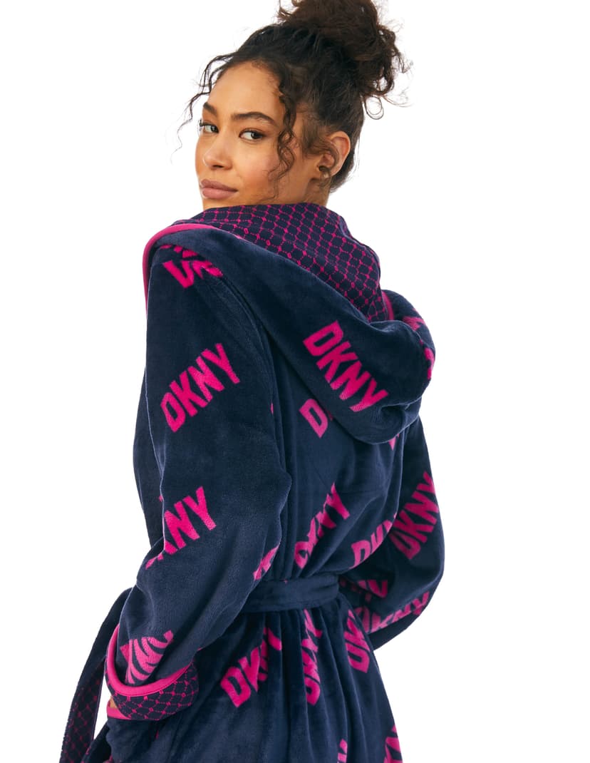 Szlafrok chenille DKNY granatowy 4