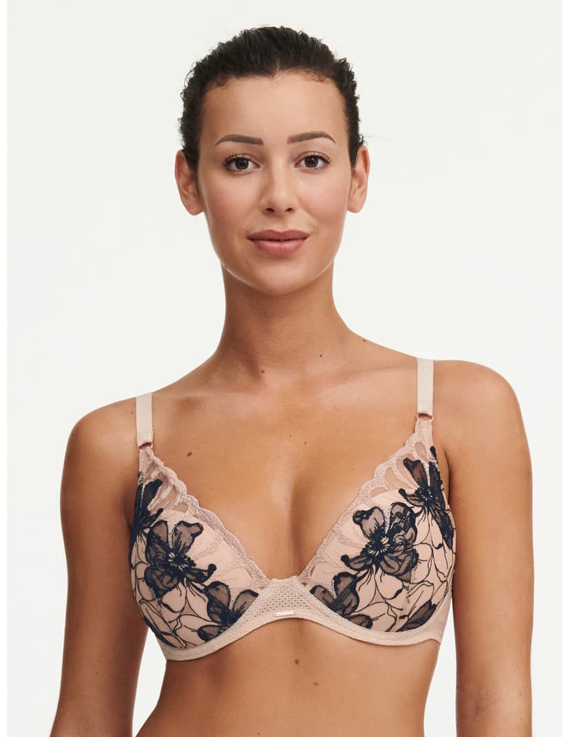 Biustonosz Plunge Fleurs Signature Chantelle czarno-złoty 1