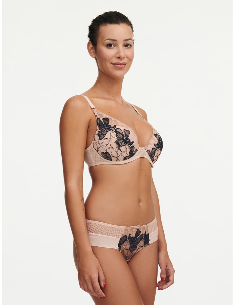 Biustonosz Plunge Fleurs Signature Chantelle czarno-złoty 4
