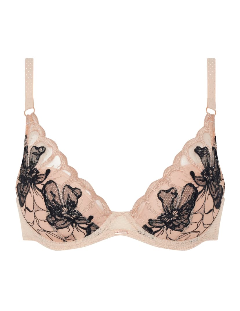 Biustonosz Plunge Fleurs Signature Chantelle czarno-złoty 5