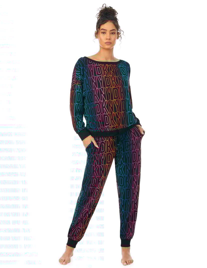 Piżama cozy jersey folded & jogger sleep set DKNY czarny 3