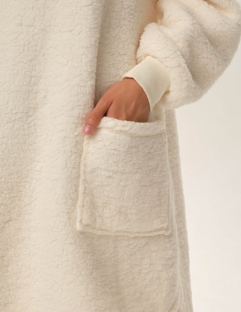 Oversized fleece hoodie Fune cream 5