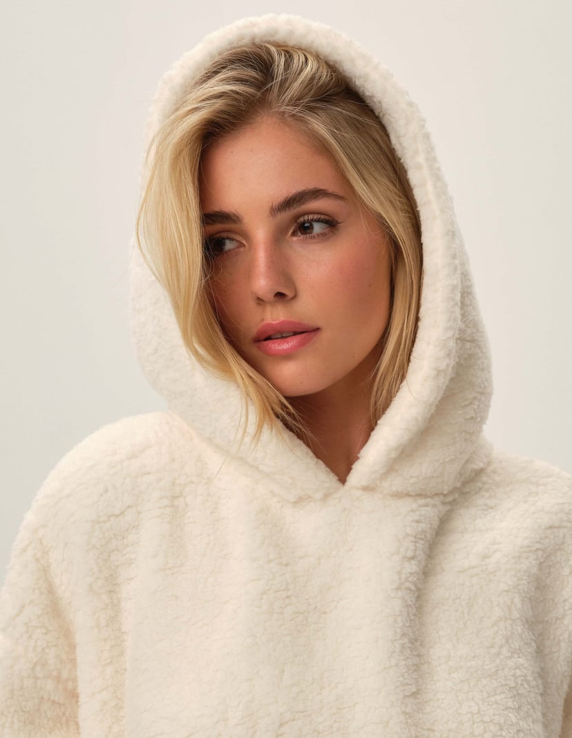Oversized fleece hoodie Fune cream 6