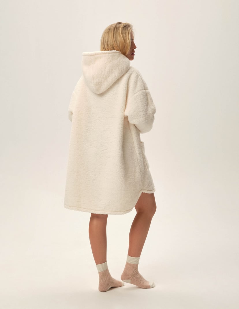 Oversized fleece hoodie Fune cream 8